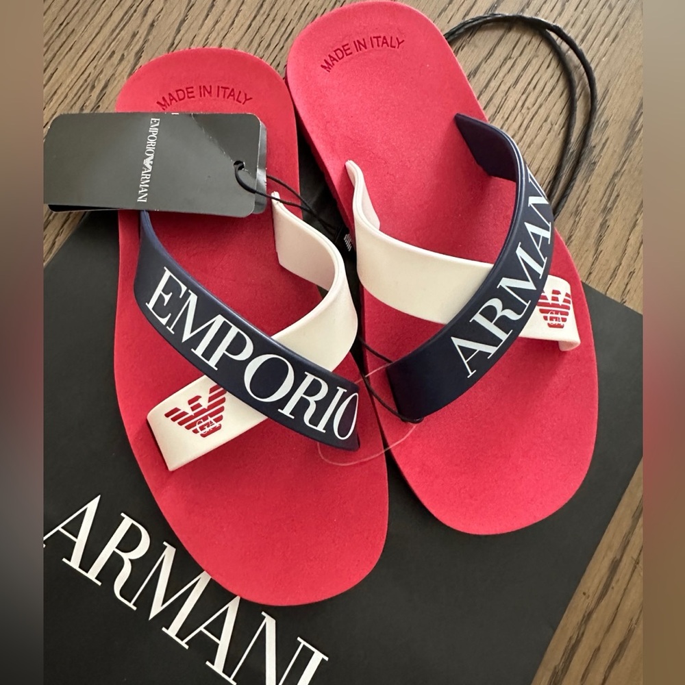 Emporio Armani Red and Blue Sandals